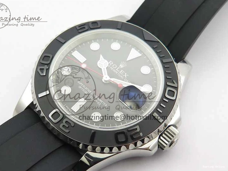0416 Yacht-Master 116655 ARF SS Custom Made Black Ceramic Bezel on Oysterflex Rubber Strap A HighPerformance 3064